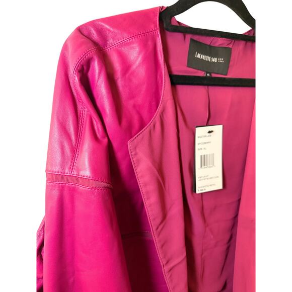 Lafayette 148 New York Leather Jacket - XL - Raspberry - Picture 4 of 9